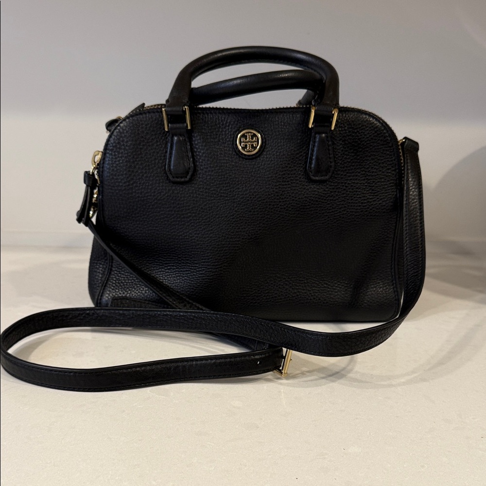 Tory Burch Black Pebbled Leather Satchel